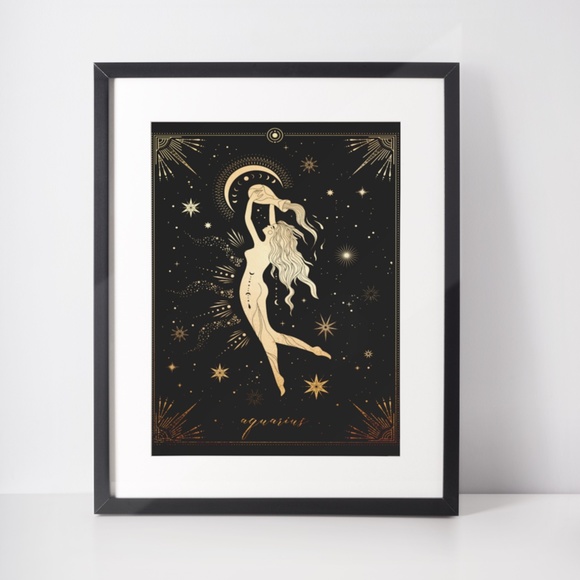 Aquarius Wall Art Celestial Zodiac Horoscope Illustration Print Poster Unframed - Picture 6 of 16